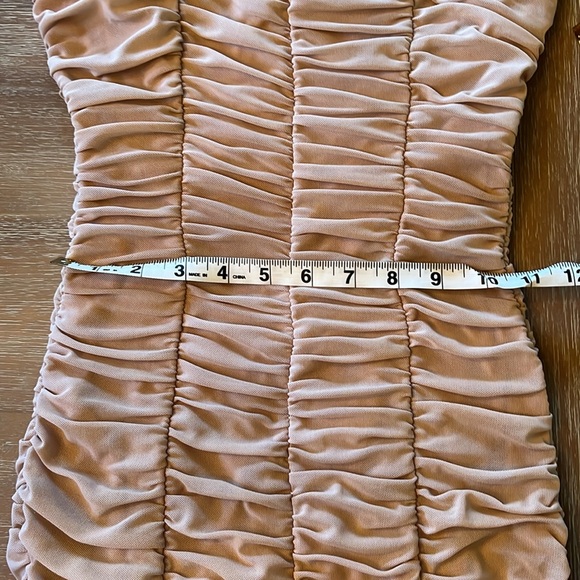Princess Polly nude ruched and shirred minidress size 4 is very stretchy - Picture 6 of 9